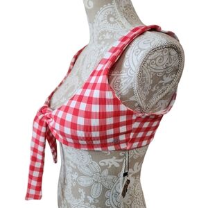 Salty Honey Memphis Gingham Sexy Bikini Top XS